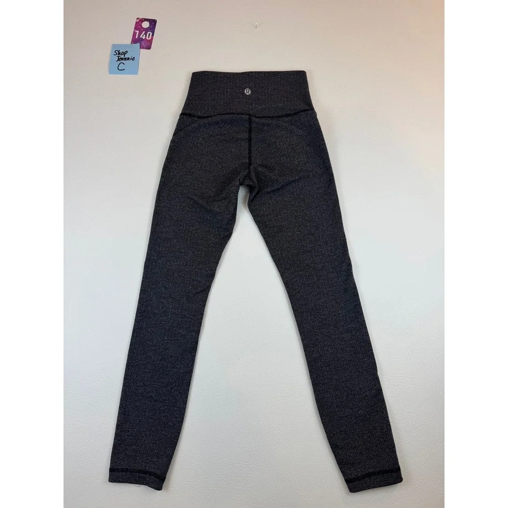 Lululemon Womens Wunder Under Capri Size 4 Black Gray Herringbone Athleisure